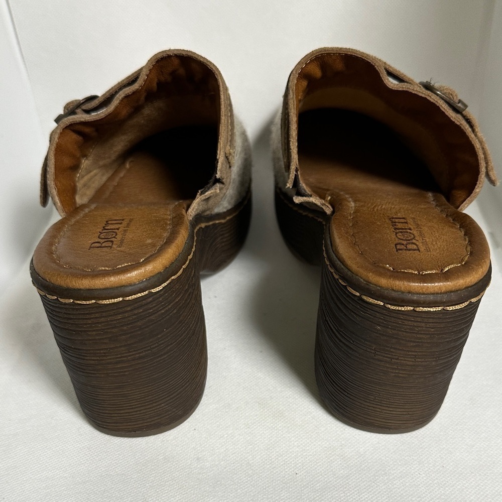 Born Leather and Wool Aztec Pattern Platform Clogs Size 9 / 40 EU - NWOT - Picture 9 of 12